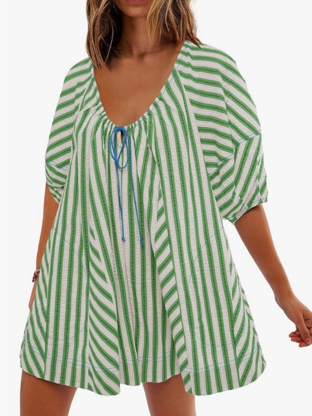Green Stripe Romper Dress